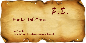 Pentz Dénes névjegykártya