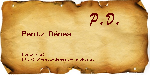 Pentz Dénes névjegykártya